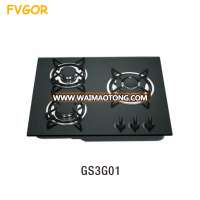 built in 3 burner gas stove high pressure with professional design