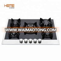 Black tempered glass panel gas hob best flame 5 burners  gas cooktop for sale